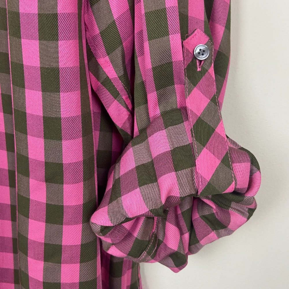 Talbots Pink and Brown Plaid Button Down Shirt - Picture 5 of 8